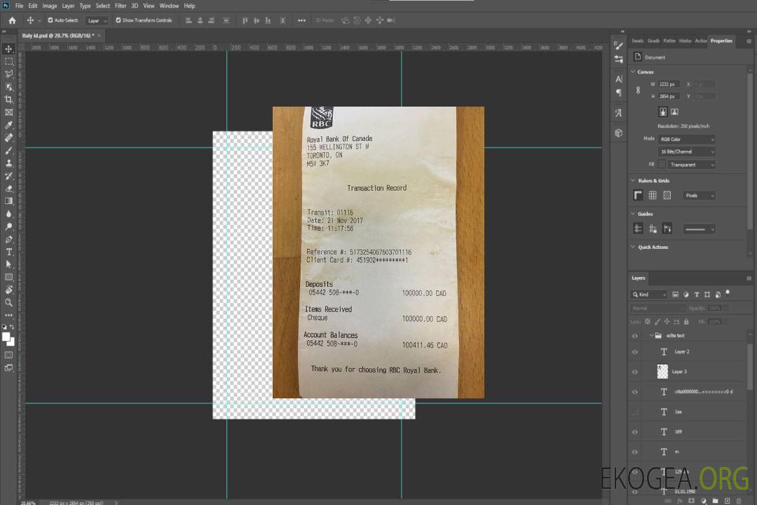 Chèque bancaire RBC du Canada template